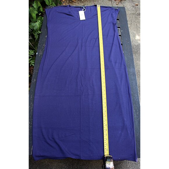 New w/Tags - Eileen Fisher V-Neck, Calf Length Dress in Viscose Jersey, Purple M - Picture 7 of 12